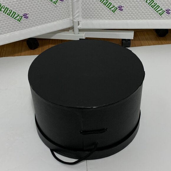 Vintage Goorin Bros Cardboard Hat Box Strap Storage Container Paper Black Gold - Picture 8 of 16